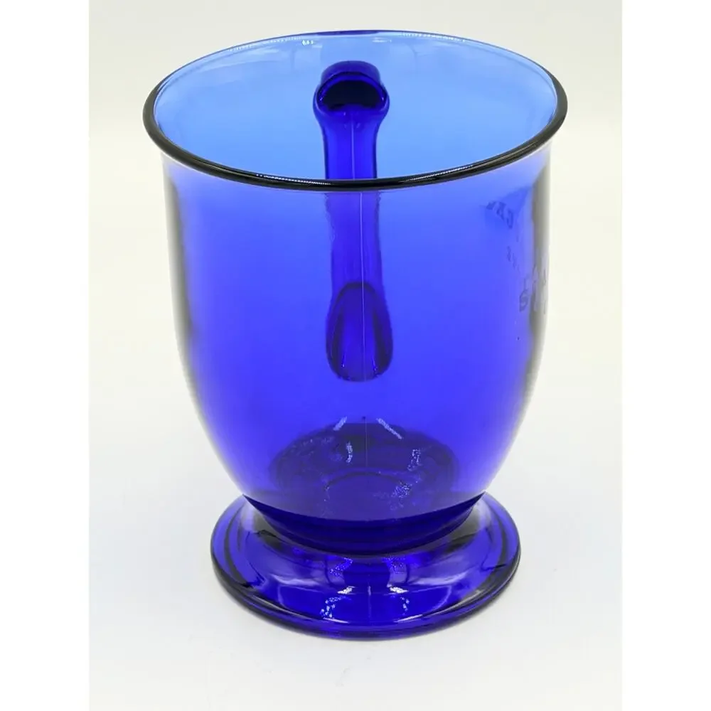 Vintage STARBUCKS Cobalt Blue Anchor Hocking Glass Pedestal Coffee Cup Mug 1990s